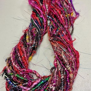 26 yd Textured Sparkle Art Yarn 2.6 oz Recycled Sari Thread Tassel Holiday Dreamcatcher Boho Junk Journal  Weave Addition  Felt Supply