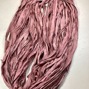 10 yd Sari Silk Ribbon Dusty Rose/Mauve Easter Crafts Tassel Craft Journal Ribbon Jewelry Free Shipping Garland Fair Trade Fiber Art Supply image 6