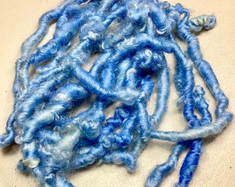 10 ft Art Yarn Remnant Animal Sanctuary Sky Blue Soft Border Leicester Wool Tassels Boho Journals Weave Free Shipping Fiber Art Felt