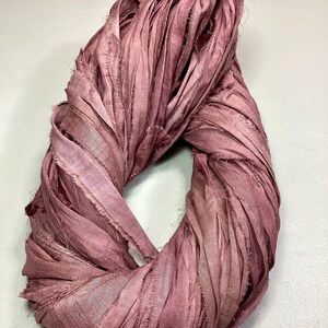 10 yd Sari Silk Ribbon Dusty Rose/Mauve Easter Crafts Tassel Craft Journal Ribbon Jewelry Free Shipping Garland Fair Trade Fiber Art Supply image 8