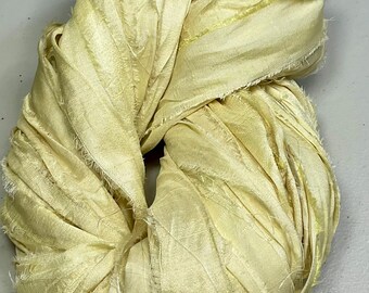 Recycled Sari Ribbon Pastel Yellow Easter Baby ShowerTassels Junk Journals Jewelry Dreamcatcher Garland  Craft Ribbon Fiber Art Supply