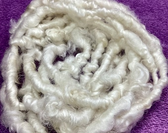 10 ft Art Yarn Remnant Animal Sanctuary White Soft Border Leicester Wool Tassels Boho Journals Weave  Fiber Art Felt