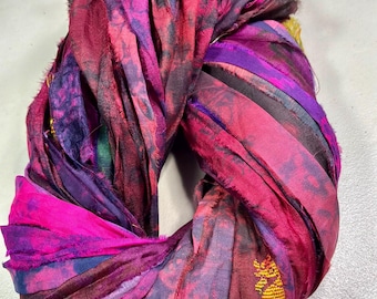Tie Dye 124 Sari Ribbon Holiday Colors Tassel Boho Junk Journal Fiber Beads Garland Prayer Flags Dreamcatcher Jewelry Weave