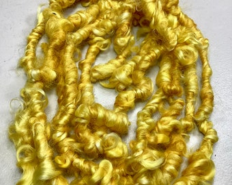 10 ft Art Yarn Remnant Animal Sanctuary Yellow  Soft Border Leicester Wool Tassels Boho Journals Weave Free Shipping Fiber Art Felt