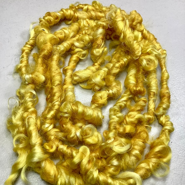 10 ft Art Yarn Remnant Animal Sanctuary Yellow  Soft Border Leicester Wool Tassels Boho Journals Weave Free Shipping Fiber Art Felt