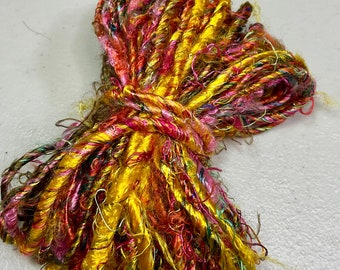 10 yard Recycled Banana Fiber Multishade Yarn Tassel Fiber Bead Boho Junk Journal Dreamcatcher Fiber Art Weave Gift  Wrap Felting Supply