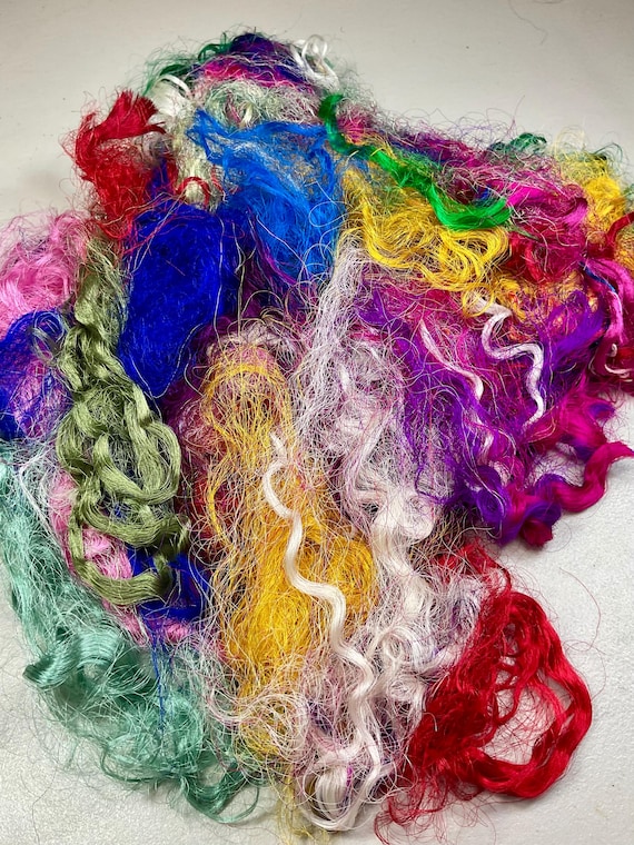 2 oz  Premium Sari Silk Fiber Threads Multicolored Junk Journal Felting Spinning Silk Paper Decoupage Weaving Fiber Supply Textile Art
