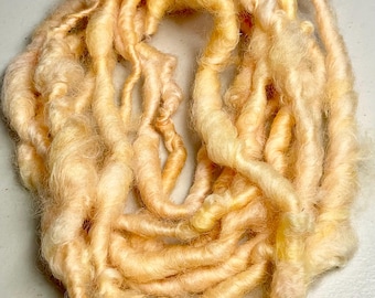 10 ft Art Yarn Remnant Animal Sanctuary Pastel Yellow Soft Border Leicester Wool Tassels Boho Journals Weave  Fiber Art Felt