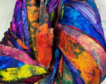 Tie Dye 122 Sari Ribbon Tassel Boho Junk Journal Fiber Beads Garland Prayer Flags Dreamcatcher Jewelry Weave