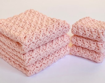 Super Soft 100% Premium Cotton Crochet Spa Washcloths for Mom & Baby