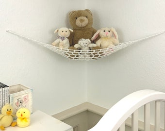 Mini "Lovey Corral" - Crochet Toy Hammock - Stuffed Animal Organizer in Crisp White