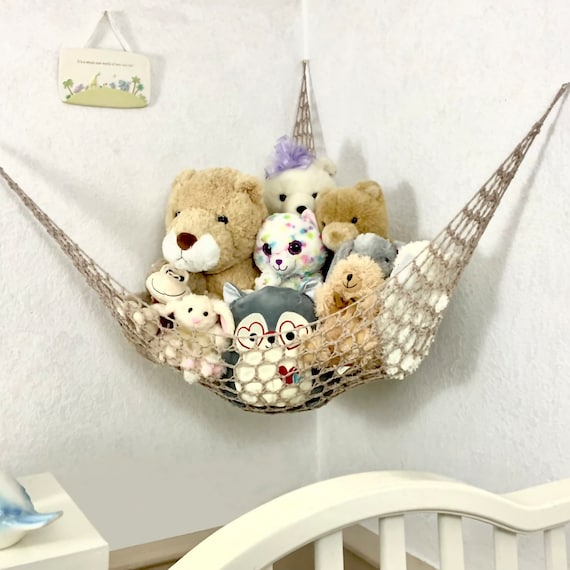 42 Crochet Toy Hammock Oatmeal lovey Corral Stuffed Animal Organizer  Machine Washable Easy Care Acrylic 