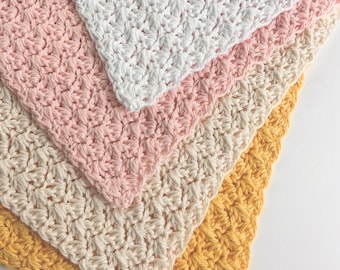 Super Soft 100% Cotton Crochet Spa Washcloths for Mom & Baby