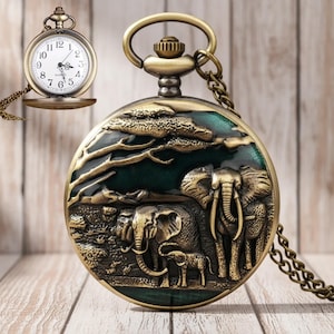 Elephant Pocket Watch - Etsy display picture 1