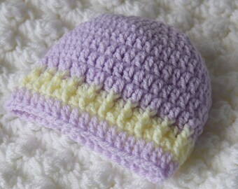 Handmade Baby Hat,  Knit Beanie Hat, Shower or Christening Gift for a Newborn Girl,