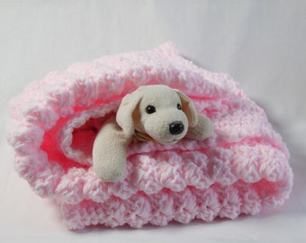 Pink Baby blanket, a handmade extra thickness crochet baby blanket, shawl, 32" x 24" approx, ideal christening, shower, new baby, Baby gift