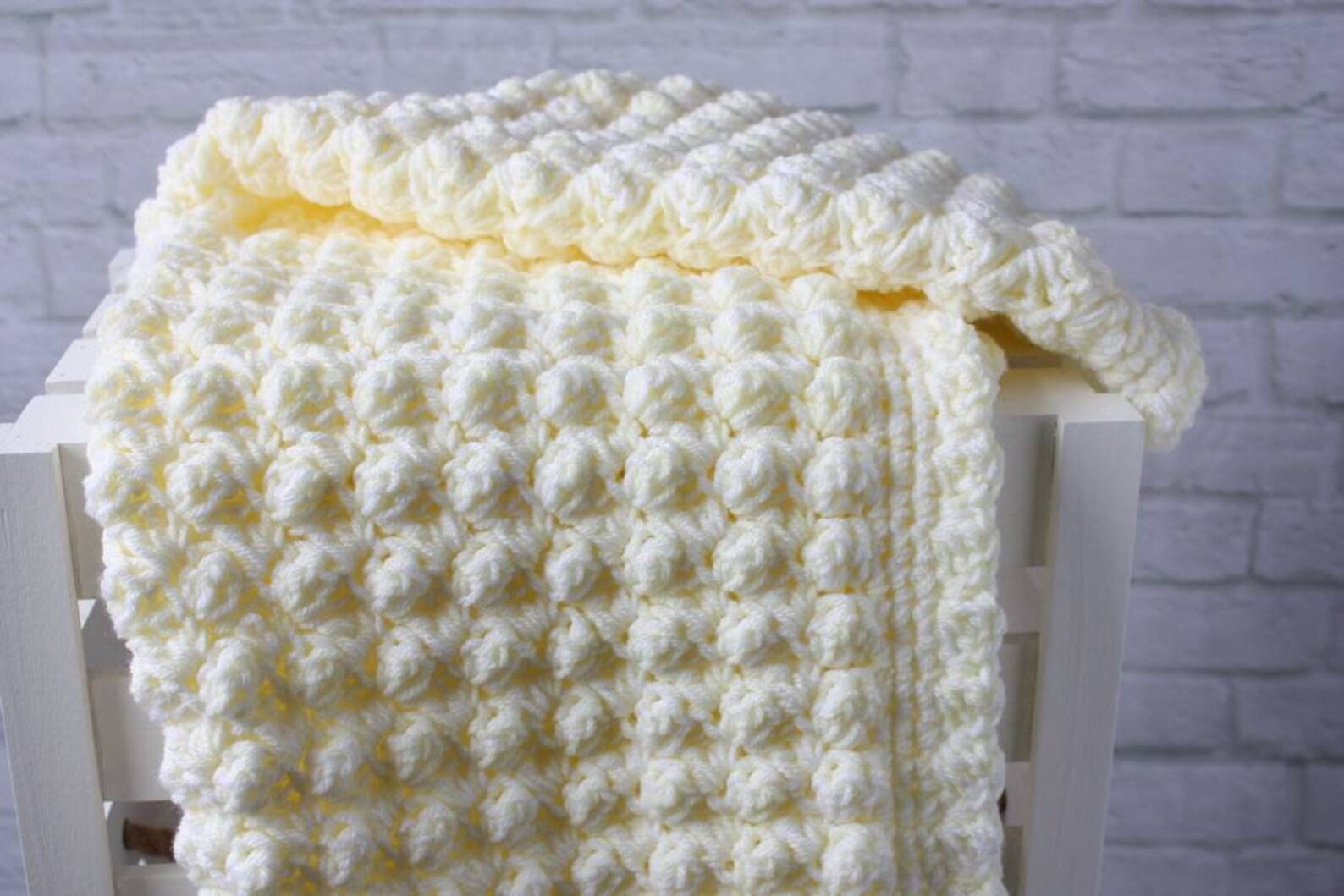 Yellow and White Crochet Baby Blanket a Handmade Extra - Etsy
