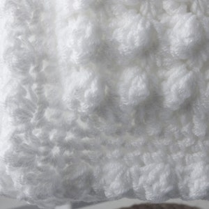 White Baby blanket, a handmade extra thickness crochet baby blanket, shawl, 32 x 24 approx, ideal christening, shower, new baby, Baby gift image 4