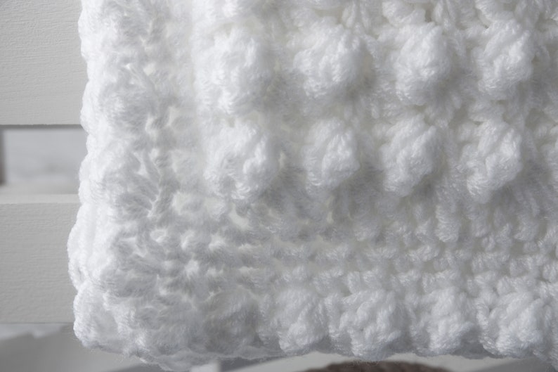 White Baby blanket, a handmade extra thickness crochet baby blanket, shawl, 32 x 24 approx, ideal christening, shower, new baby, Baby gift image 4