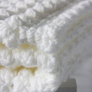 White Baby blanket, a handmade extra thickness crochet baby blanket, shawl, 32 x 24 approx, ideal christening, shower, new baby, Baby gift image 2