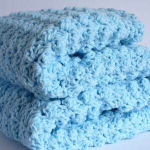 Crochet Baby Blanket, handmade new baby gift in blue, baby shower gift, christening gift image 3