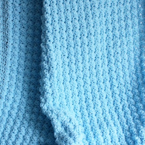 Crochet Baby Blanket, handmade new baby gift in blue, baby shower gift, christening gift image 7
