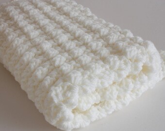 Cream Baby blanket, a handmade extra thickness crochet baby blanket, shawl,  christening, shower, new baby, Baby gift