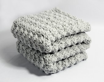 Extra Thick Grey Baby Blanket, Handmade Crochet Gift, Extra Thick Blanket Approx 24" x 32"