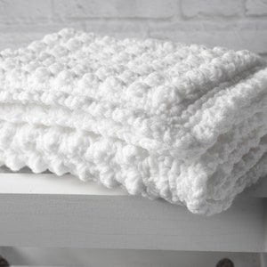 White Baby blanket, a handmade extra thickness crochet baby blanket, shawl, 32 x 24 approx, ideal christening, shower, new baby, Baby gift image 7