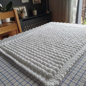 White Baby blanket, a handmade extra thickness crochet baby blanket, shawl, 32 x 24 approx, ideal christening, shower, new baby, Baby gift image 10