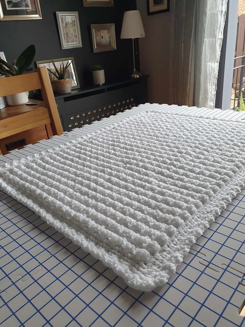 White Baby blanket, a handmade extra thickness crochet baby blanket, shawl, 32 x 24 approx, ideal christening, shower, new baby, Baby gift image 10
