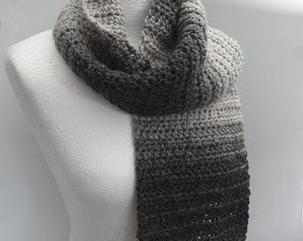 Ombre Scarf in Shades of Grey, Unisex Scarf