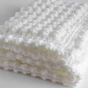 White Baby blanket a handmade extra thickness crochet baby blanket, shawl, 32" x 24" approx, ideal christening, shower, new baby, Baby gift