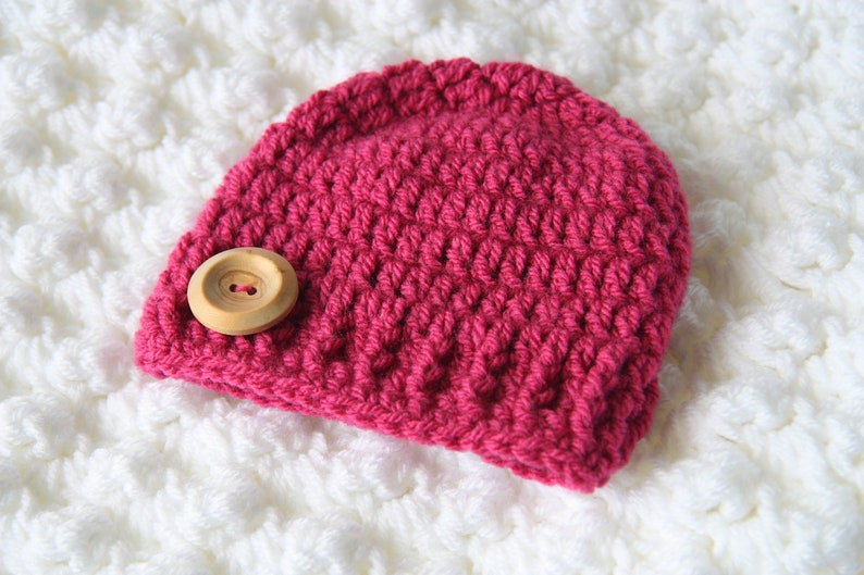 shower or christening gift for a newborn girl, beanie hat Crochet baby hat