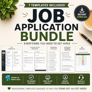 Modello di curriculum ATS in Word per studenti, pacchetto per candidature di lavoro, modello di CV, lettera di presentazione, guida al colloquio, strumento di monitoraggio delle offerte di lavoro in Excel, curriculum modificabile