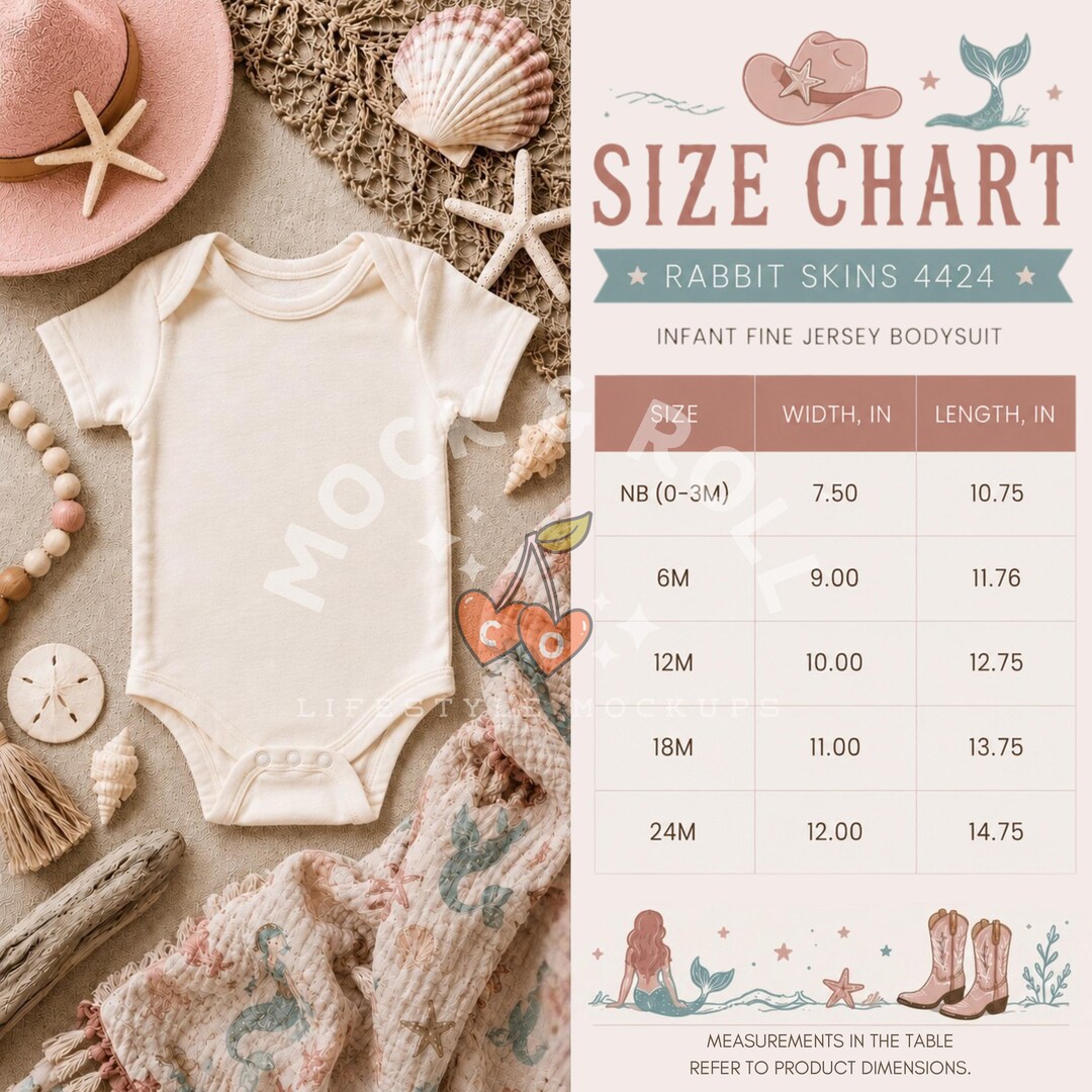 Rabbit Skins 4424 Size Chart | Coastal Mermaid Nursery Infant Bodysuit ...