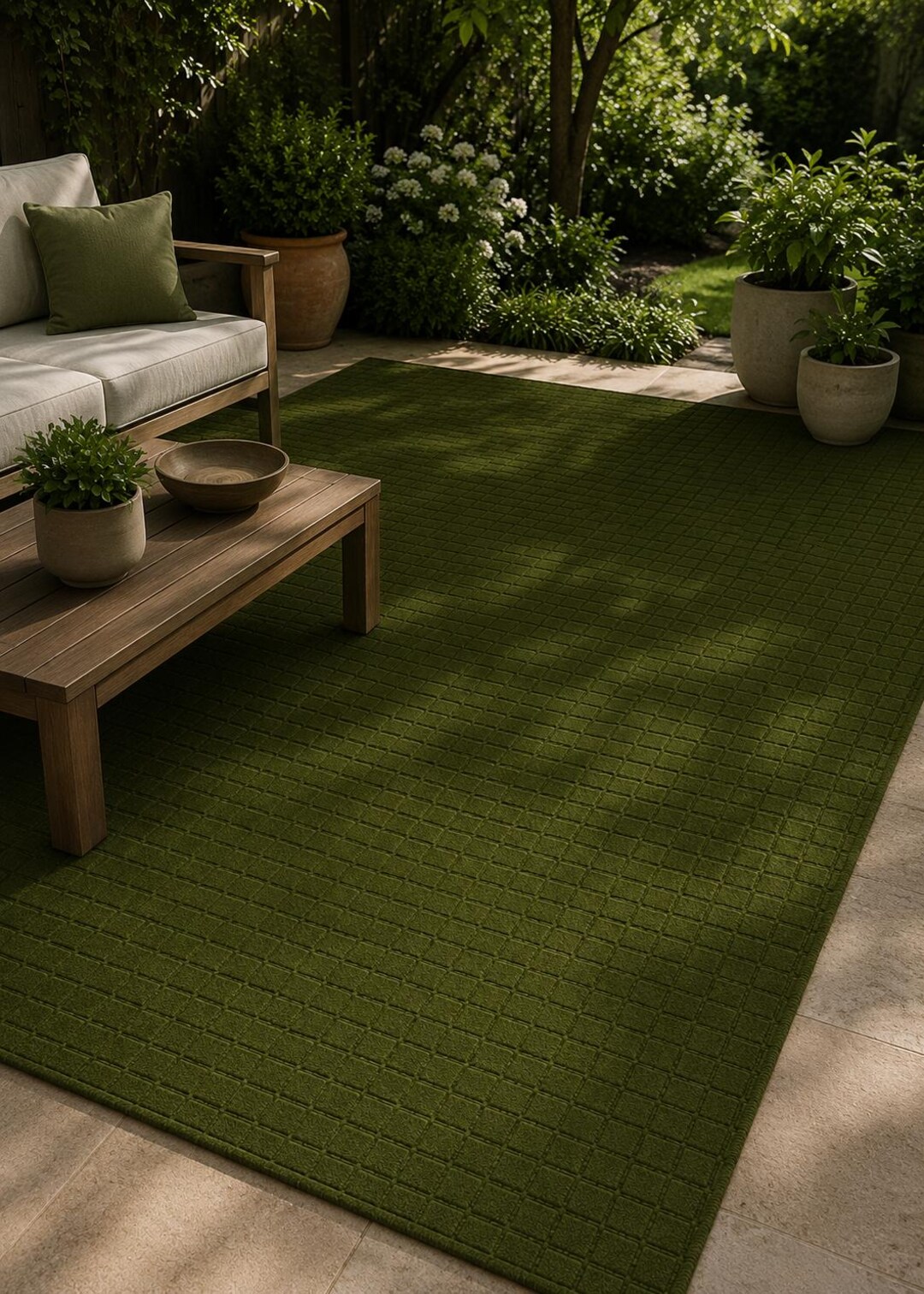 Elegant Green Outdoor Patio Rug – Modern Garden Area Carpet - Etsy