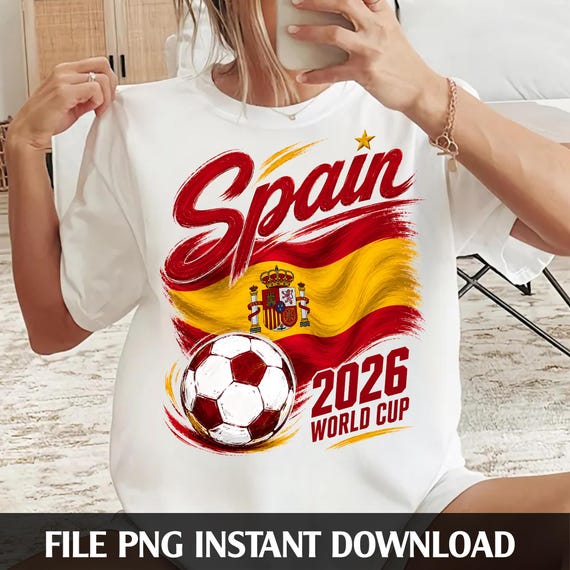 Spain World Cup 2026 PNG, Spanish Soccer Fan Digital Download, Spain Flag Football Team Sublimation Design, Sports Shirt Graphic PNG