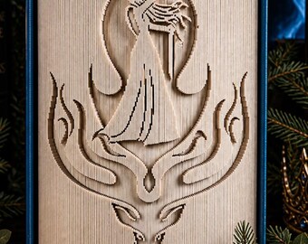 Arte de plegado de libros inspirado en Trono de Cristal, silueta de cuernos de ciervo (descarga digital)