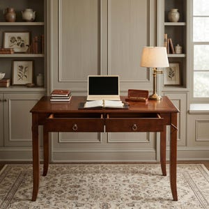 Escritorio de madera maciza, estilo vintage, mesa de estudio para oficina en casa de 46 pulgadas.