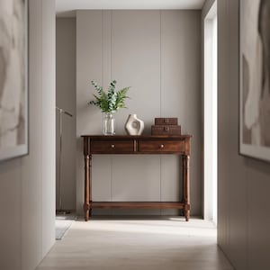 Solid Wood Console Table with Drawers, Victorian Style Entryway Sofa Table