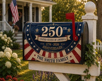 250th Anniversary Mailbox Cover Personalized Family Name Patriotic Mailbox Wrap USA 1776 2026 Decor