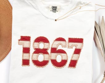 Camiseta Comfort Colors 1867 con estampado de retazos de imitación de bandera, camiseta patriótica para el Día de Canadá.