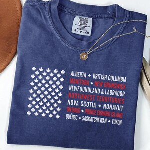 Canadian Maple Leaf Flag Shirt Unisex Heavyweight Cotton Relaxed Fit Canada Souvenir Gift Canadian Pride Provinces Cities Travel Tee