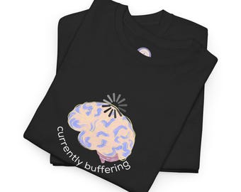 Camiseta con ilustración de cerebro en proceso de almacenamiento en búfer / Camiseta con gráfico de cerebro con fallos gráficos
