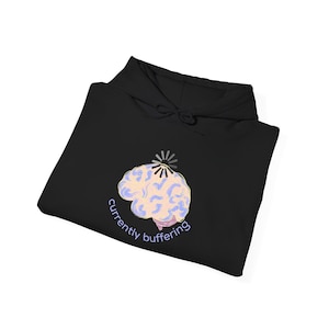 Currently Buffering Cloud hoodie | pastel swirl brain illustration | cozy aesthetic | Anxiety Burnout Introvert Sweatshirt | Cozy Apparel