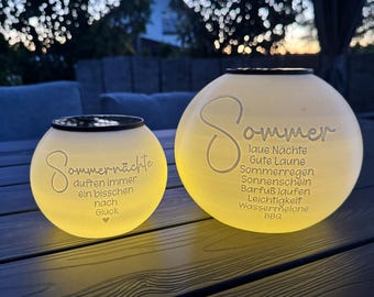 Solarlampe „Sommer“ aus PETG – dekorative Gartenlampe mit LED Solareinsatz – 3D Druck – für Terrasse, Balkon & Garten