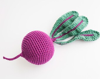 Crochet beet root. Crochet vegetable. Montessori toy. Pretend play food. Crochet food. Educational toys