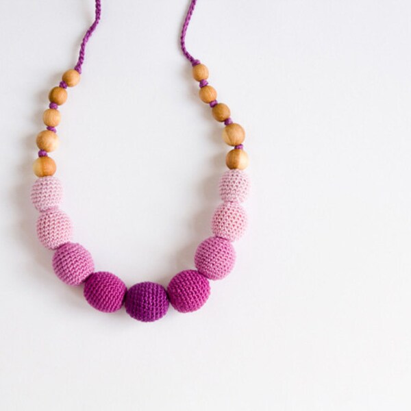 SALE Berry Mix Nursing Necklace - ombre, purple, violet, lilac - Breastfeeding, Teething Jewelry, for mom to wear, Baby Teether - FrejaToys