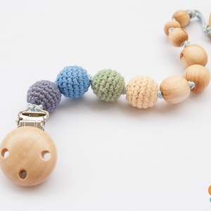 Wooden Pacifier Clip, Beaded Soothie Holder, Binky Clip, Gift For Baby Kids, Shower Gift